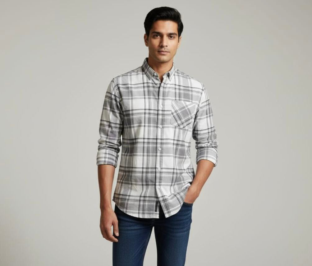 Grey Plaid Shirt