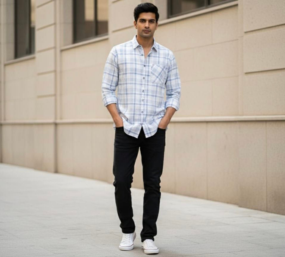 Light Blue Plaid Shirt