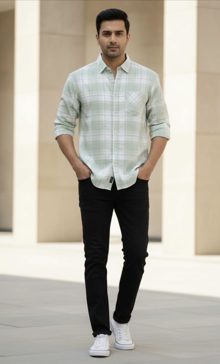 Sage Green Plaid Shirt